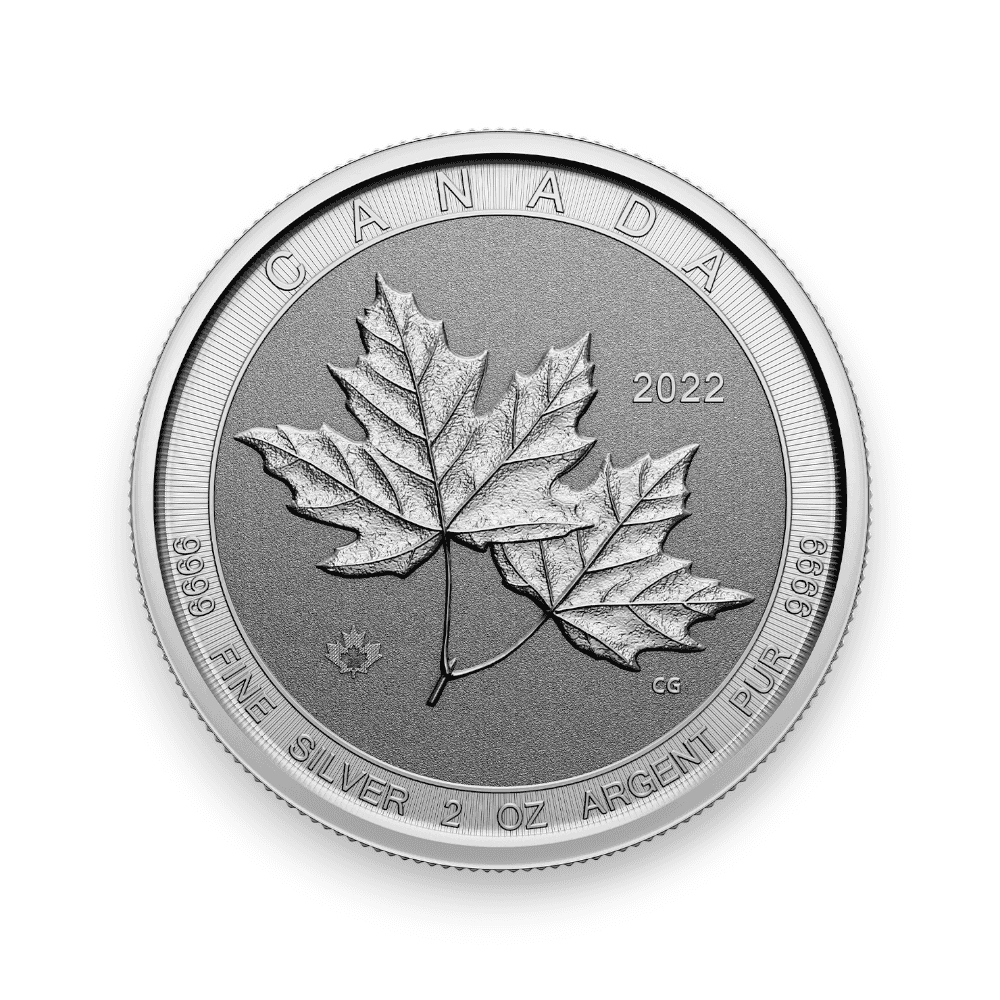 Image of 2 oz Canadian Twin Maple Leaf Silver $2 Coin .9999 Fine (Random Date)
