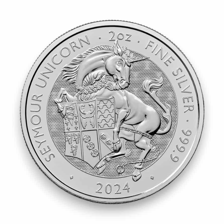 Image of 2024 2 oz Great Britain Tudor Beast Seymour Unicorn .9999 Fine Silver £5 Coin