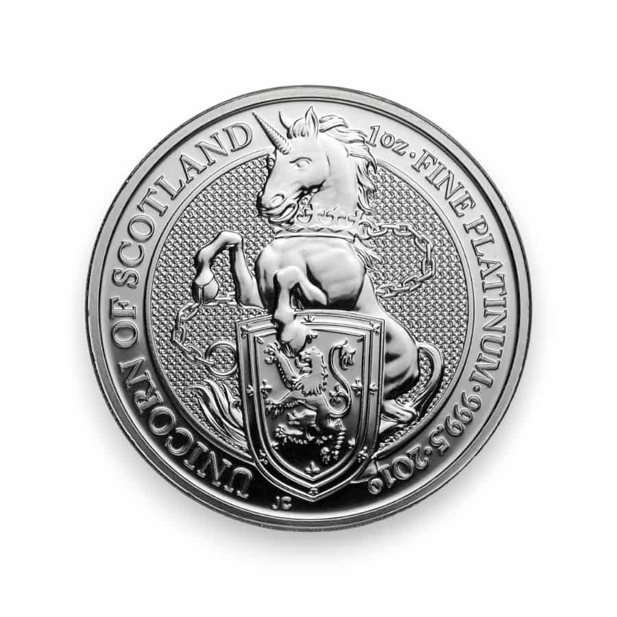 Image of 2019 1 oz Platinum Great Britain Queen's Beast Unicorn .9995 Fine £100 Coin