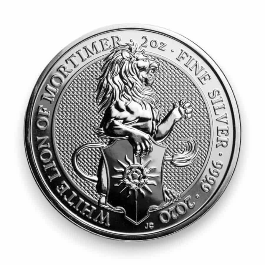 Image of 2020 2 oz Silver Great Britain Queen's Beast White Lion .9999 Fine £5 Coin