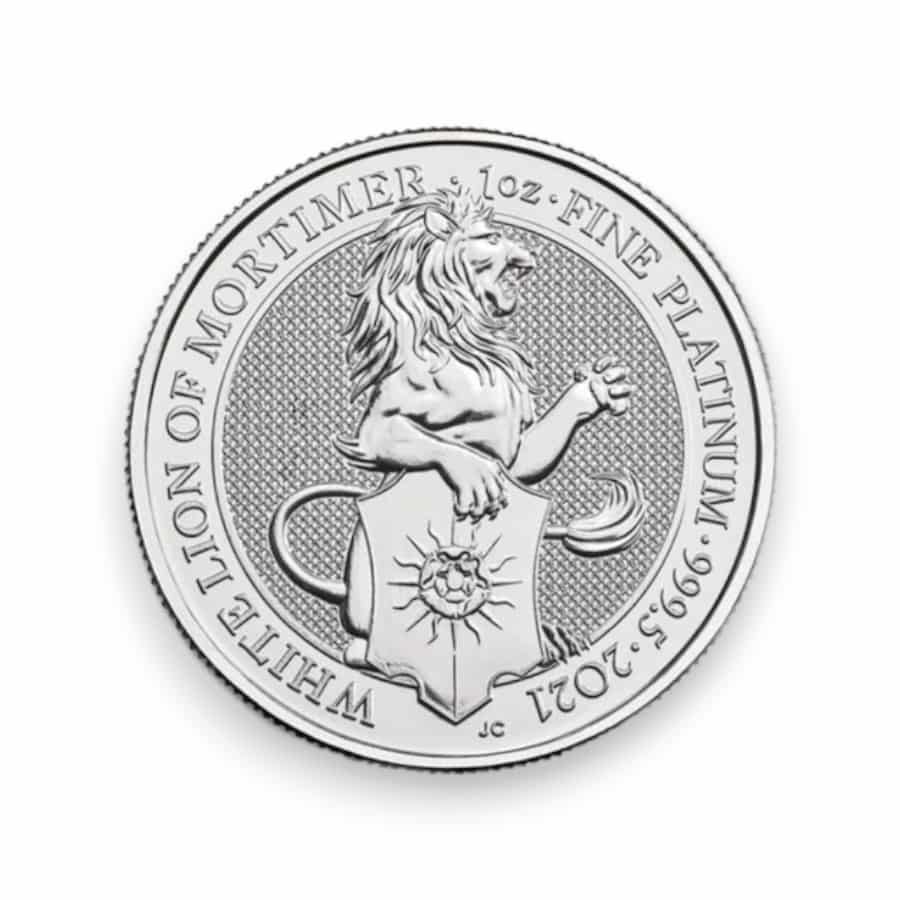Image of 2021 1 oz Platinum Great Britain Queen's Beast White Lion .9995 Fine £100 Coin