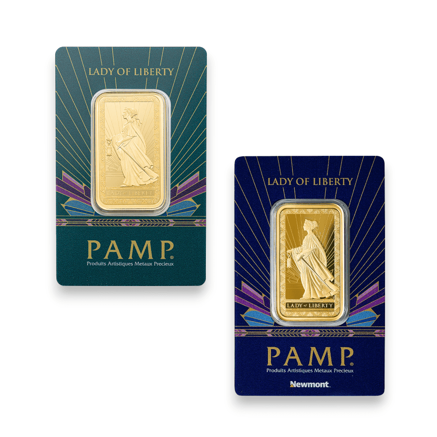 Image of 1 oz Gold Bar PAMP/Newmont Lady of Liberty (New in Assay)