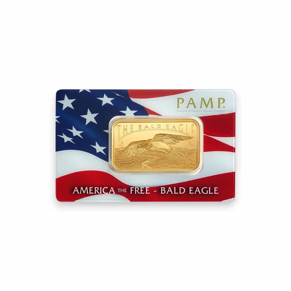 Image of 1 oz Gold Bar PAMP Bald Eagle