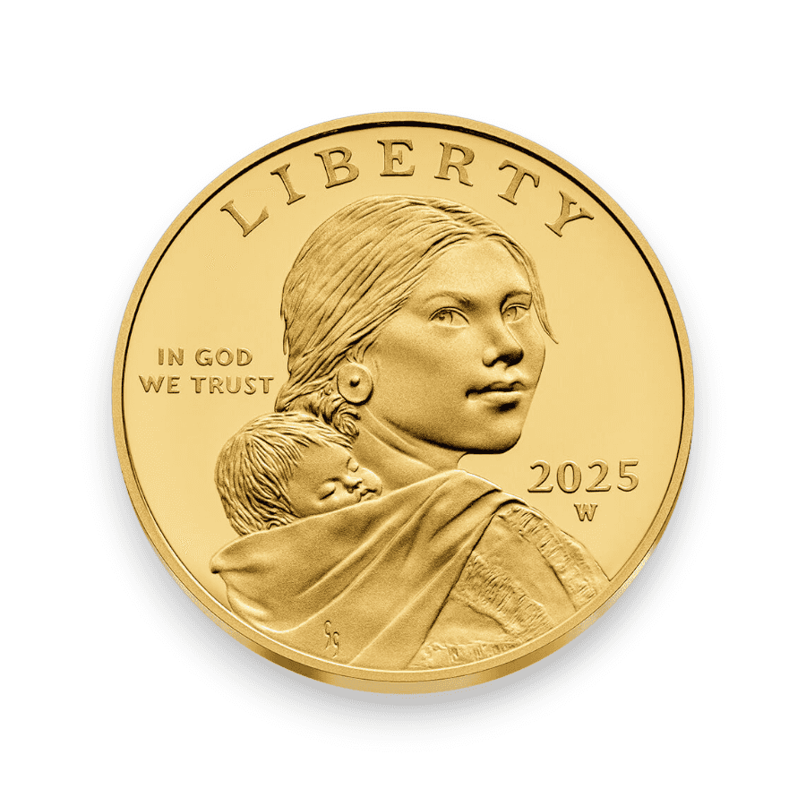 Image of 25th Anniversary Sacagawea 2025 Golden Dollar 24K One Half-Ounce Gold Proof Coin (25SG1)