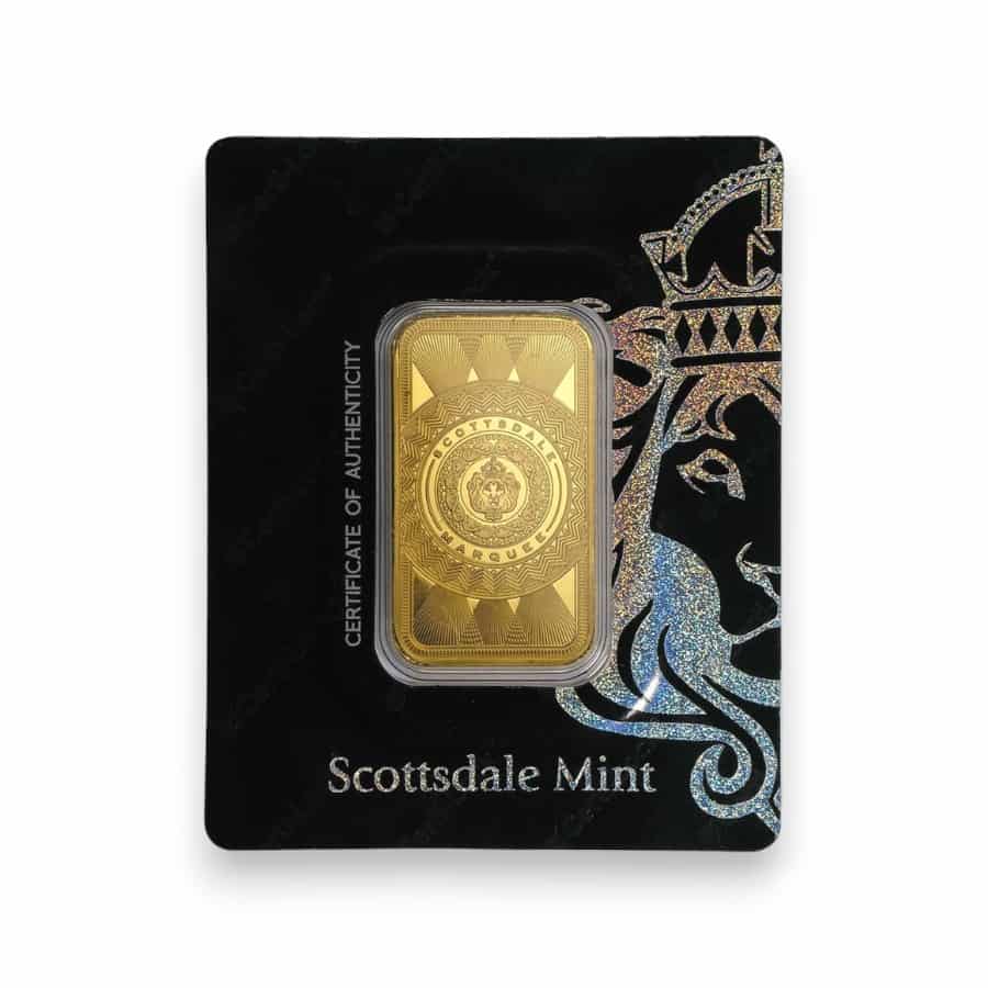Image of 1 oz Scottsdale Gold Bar Sealed in Carded Assay .9999 Fine