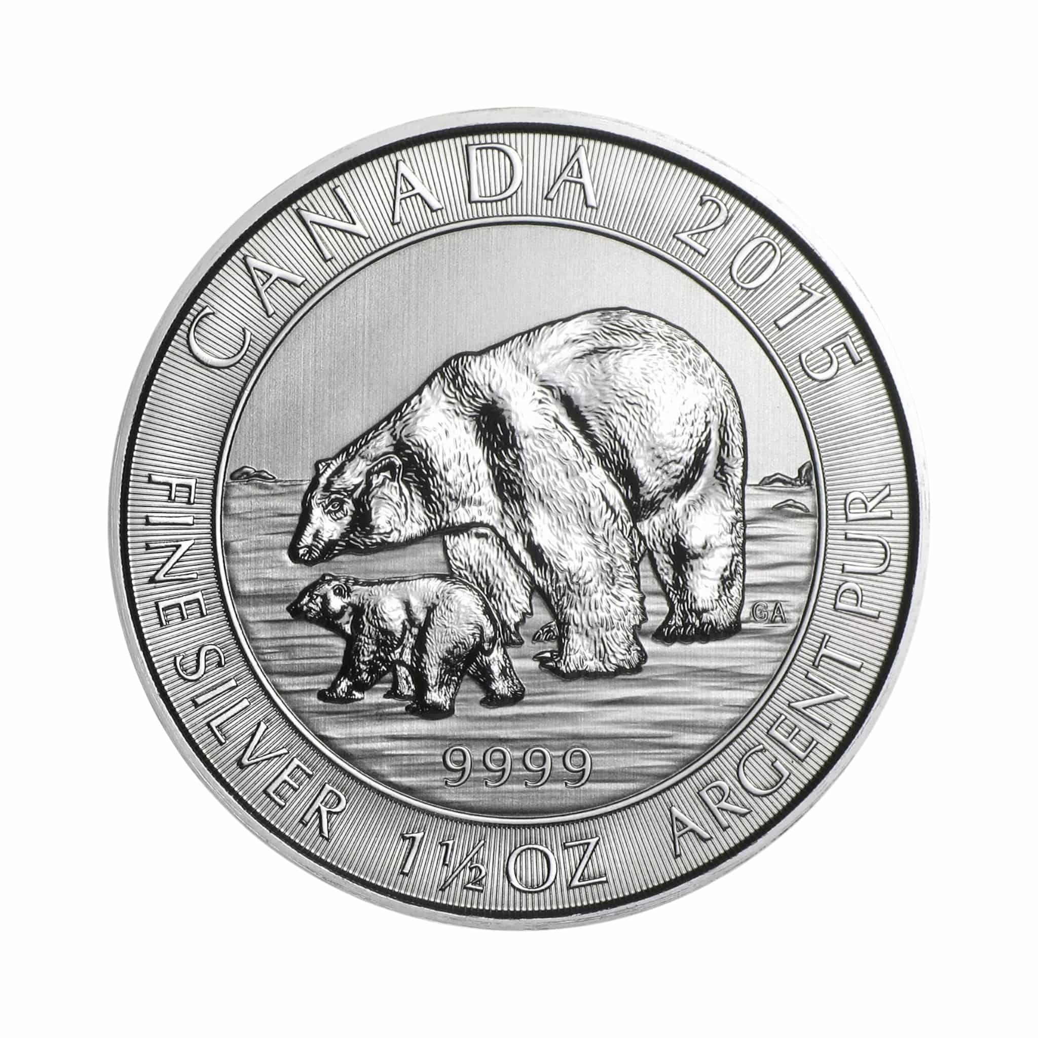 Image of 2015 1.5 oz Canadian $8 Polar Bear & Cub Silver Coin .9999 Fine