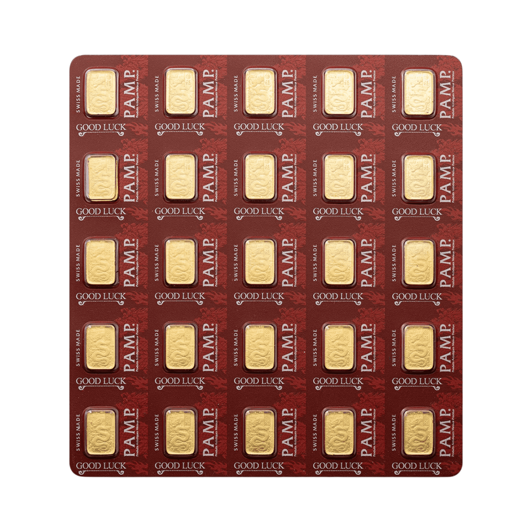 Image of 25 Gram PAMP Suisse Good Luck Dragon Multigram Gold Bar (New in Assay)