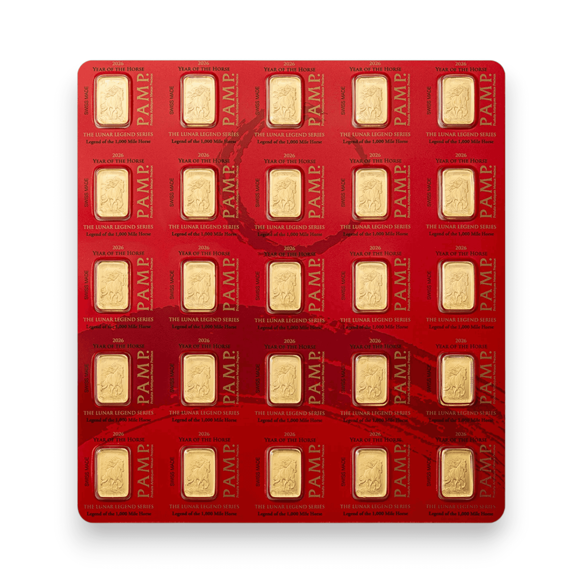 Image of 25 Gram PAMP Suisse Lunar Legends Horse Multigram Gold Bar (New in Assay)