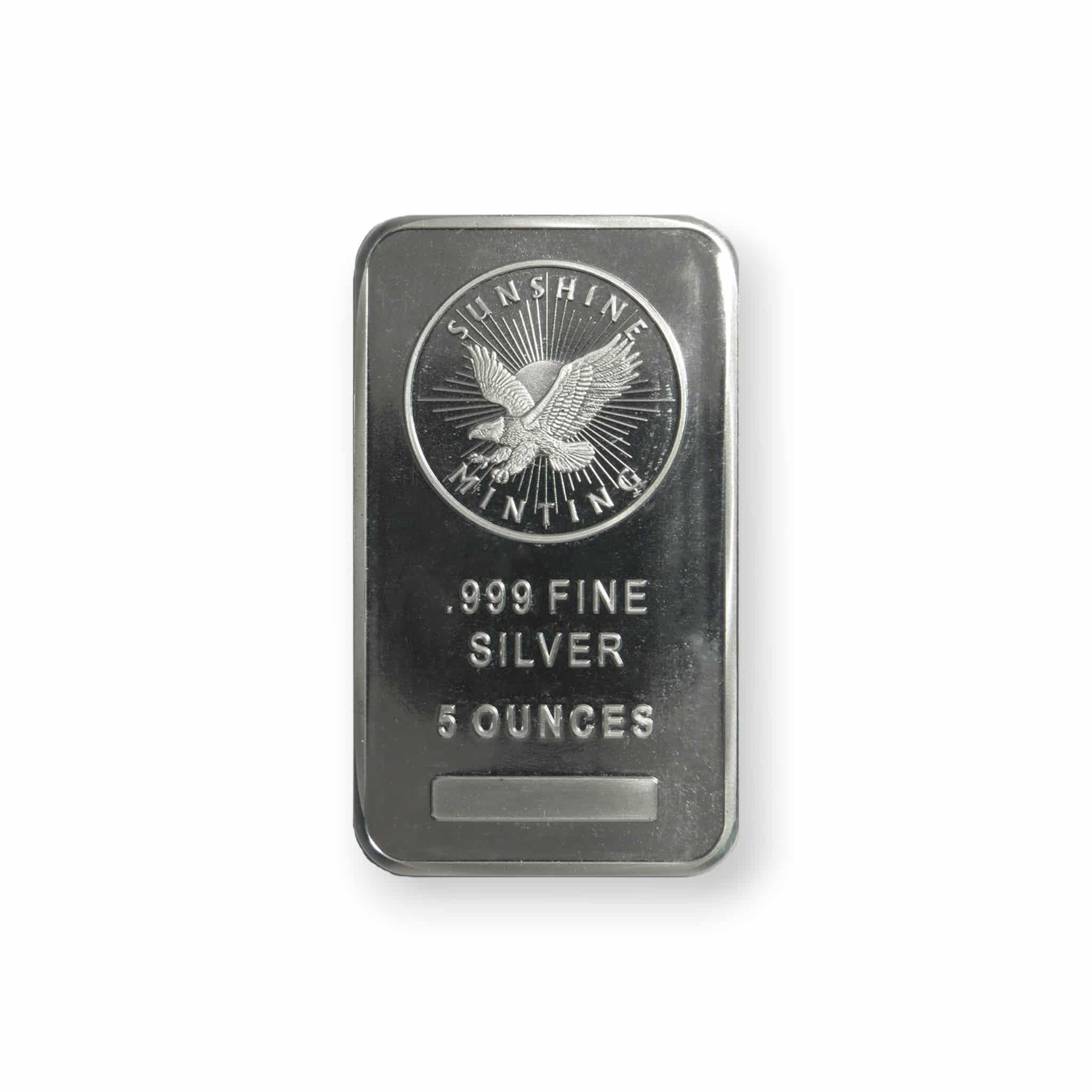 Image of 5 oz Silver Bar Sunshine Mint .999 Fine