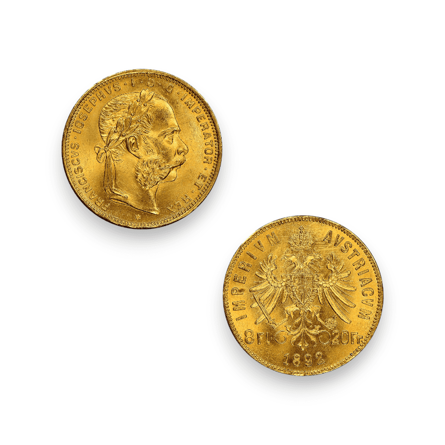 Image of Austria 8 Florin - 20 Franc Gold Coin (Random Date)