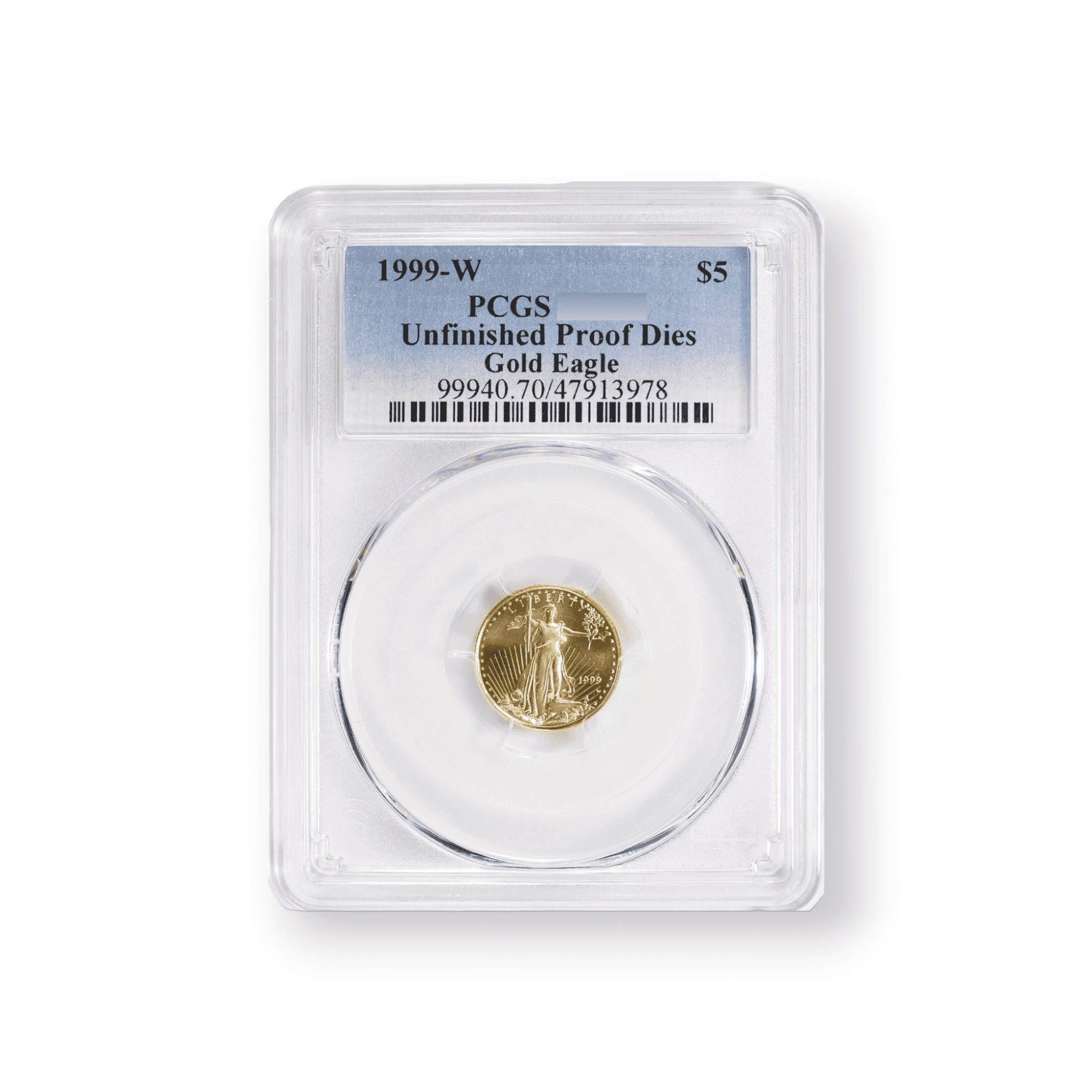 Image of 1999-W Unfinished Proof Dies 1/10 oz Gold Eagle $5 Coin PCGS Certified