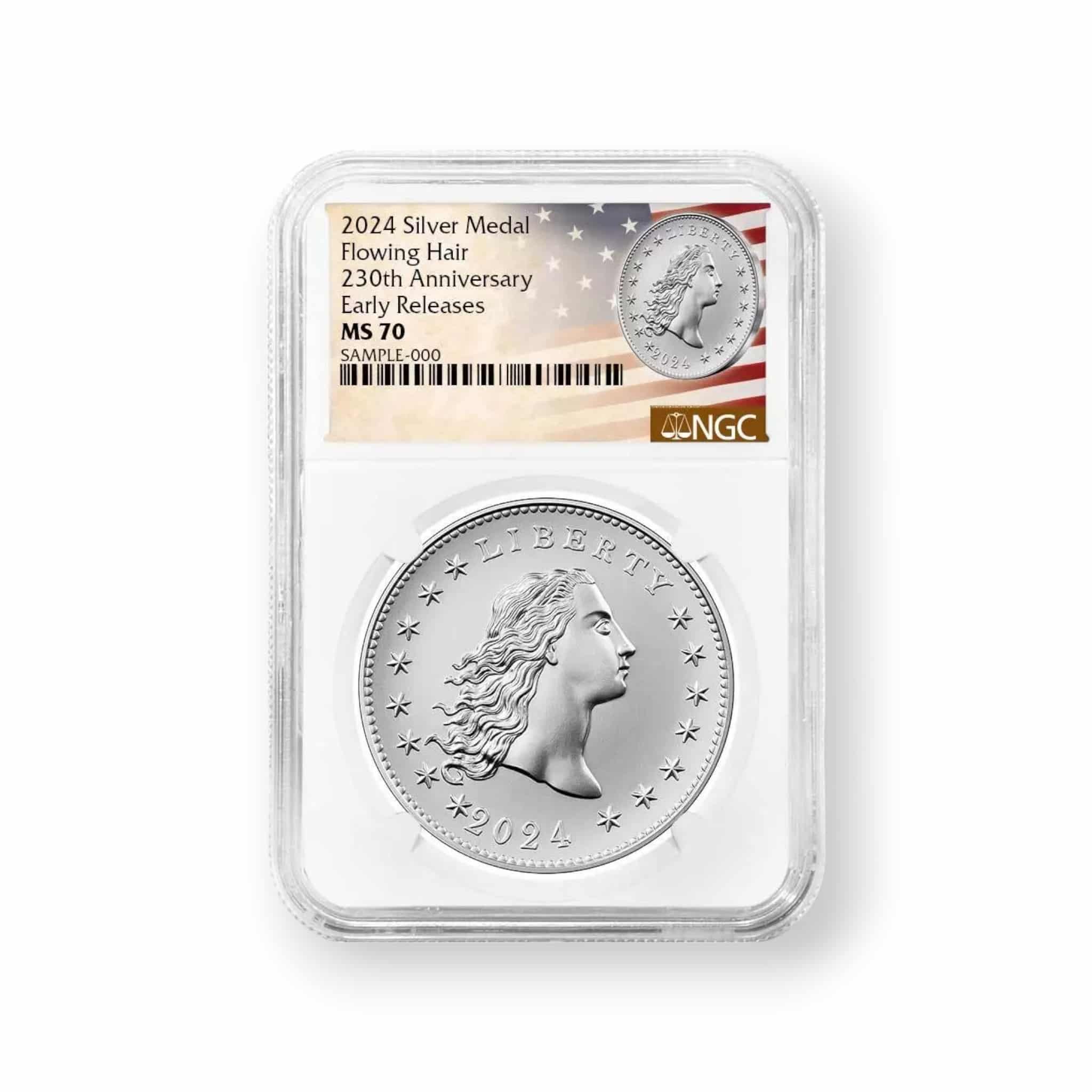 Image of (2024) 230th Anniversary Flowing Hair Silver Medal NGC Certified (24YH)