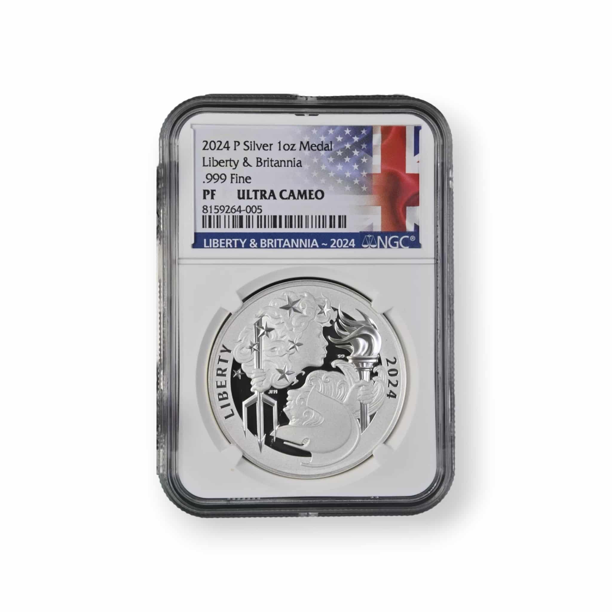 Image of 2024 Liberty & Britannia High Relief 1 oz Silver Medal NGC Certified .999 Fine (24YB)