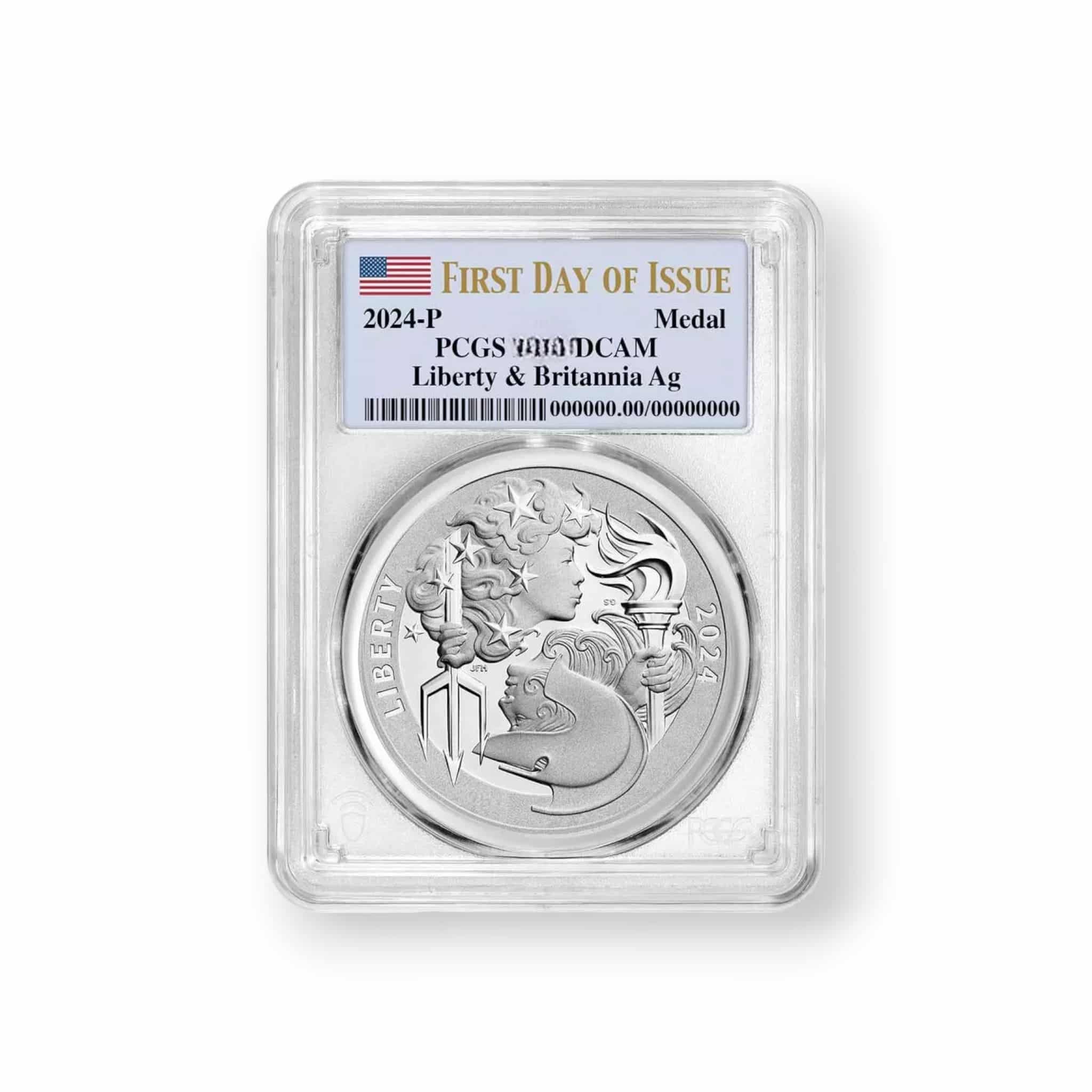 Image of 2024 Liberty & Britannia High Relief 1 oz Silver Medal PCGS Certified .999 Fine (24YB)