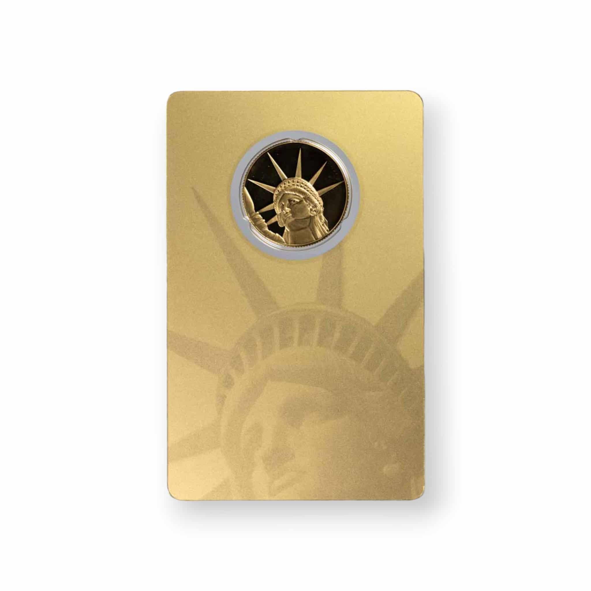 Image of 1/4 oz Pamp Solomon Islands Proof Gold Statue of Liberty $25 Coin in Assay .9999 Fine