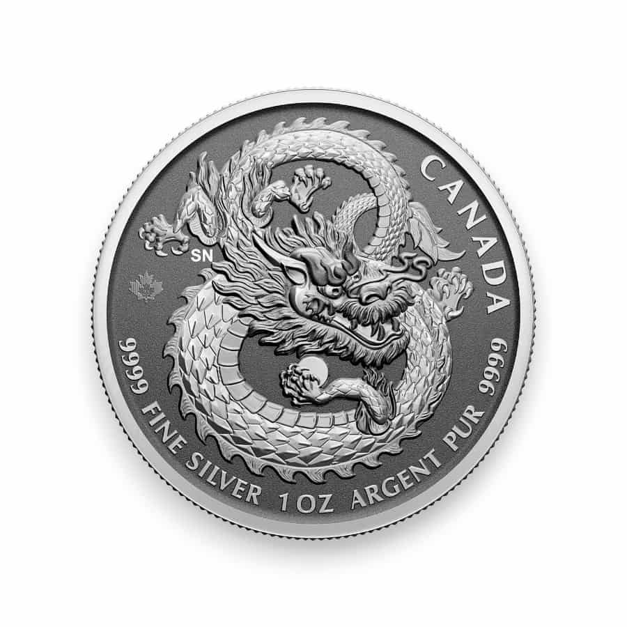 Image of 1 oz Canadian Silver Lucky Dragon High Relief $5 Coin .999 Fine (Random Date)