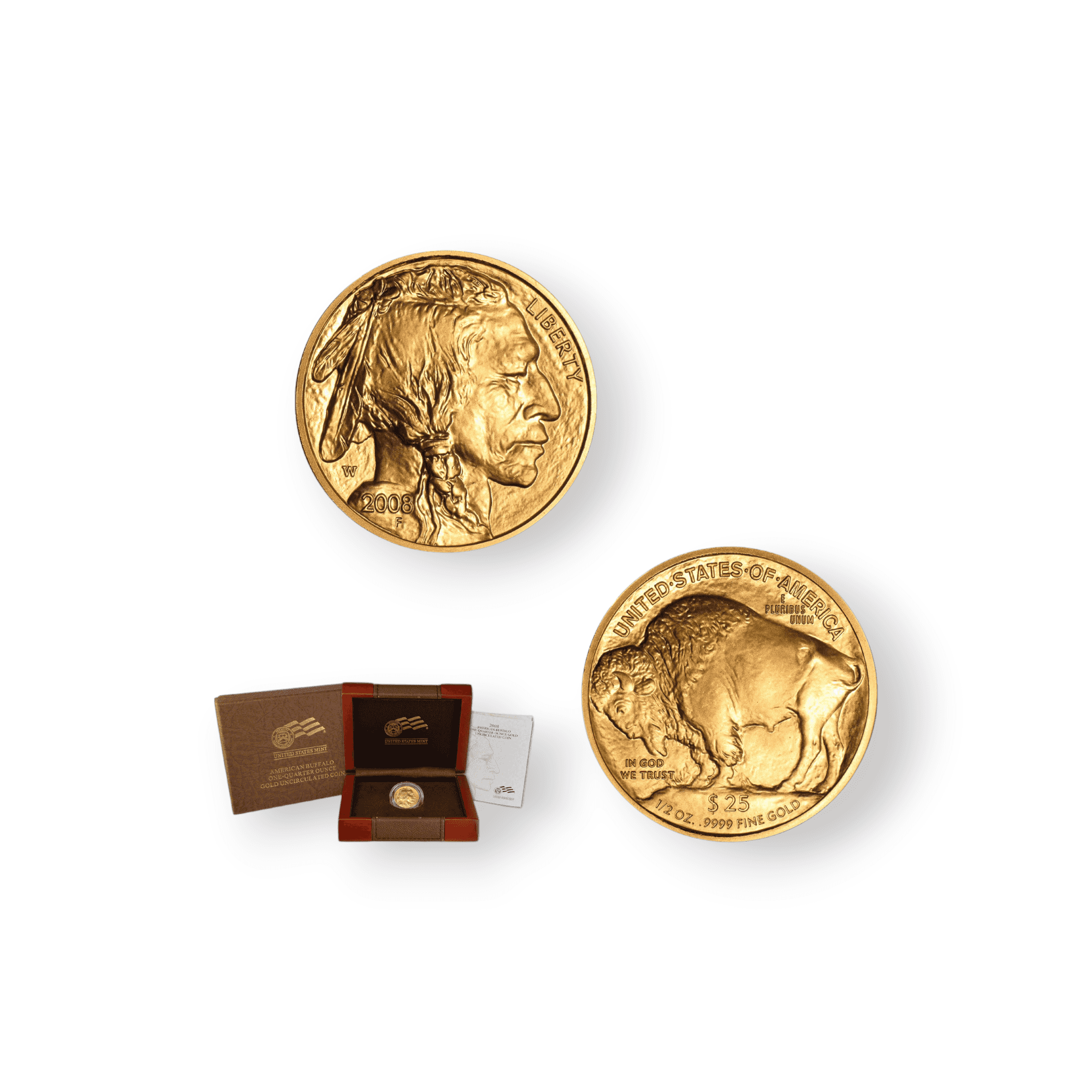 Image of 2008-W 1/2 oz Uncirculated Gold Buffalo $25 Coin (w/Box & COA)