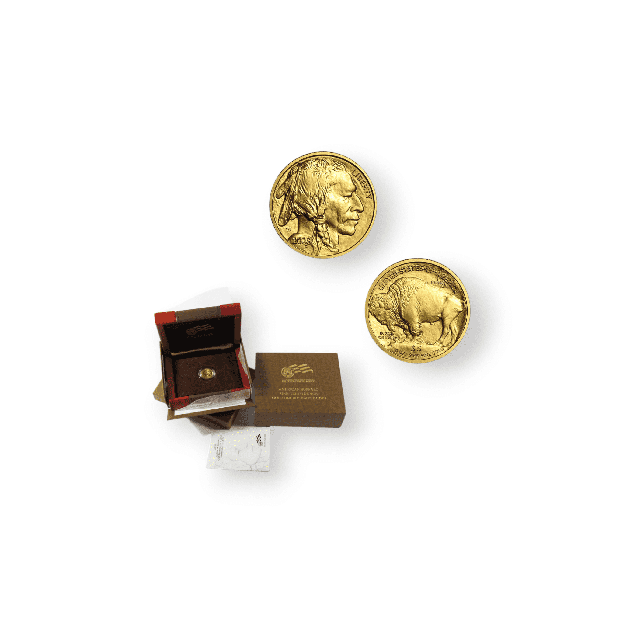 Image of 2008-W 1/10 oz Uncirculated Gold Buffalo $5 Coin (w/Box & COA)