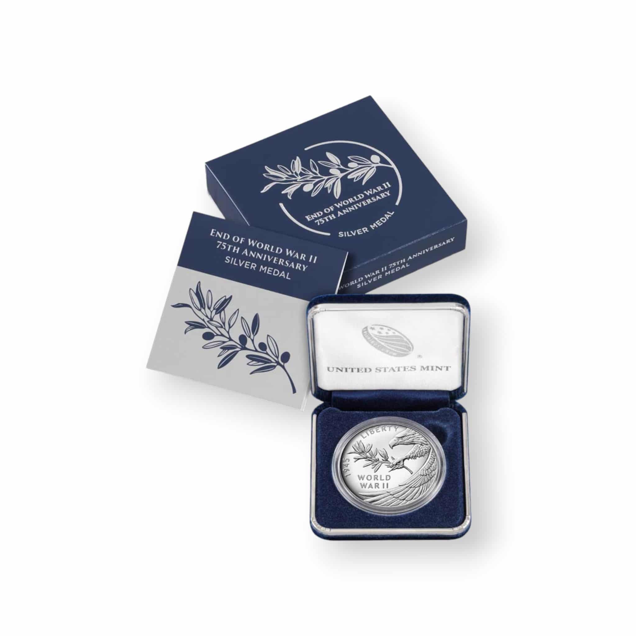 Image of 2020-W World War II Silver 75th Anniversary Medal .999 Fine (w/Box & COA) 20XH