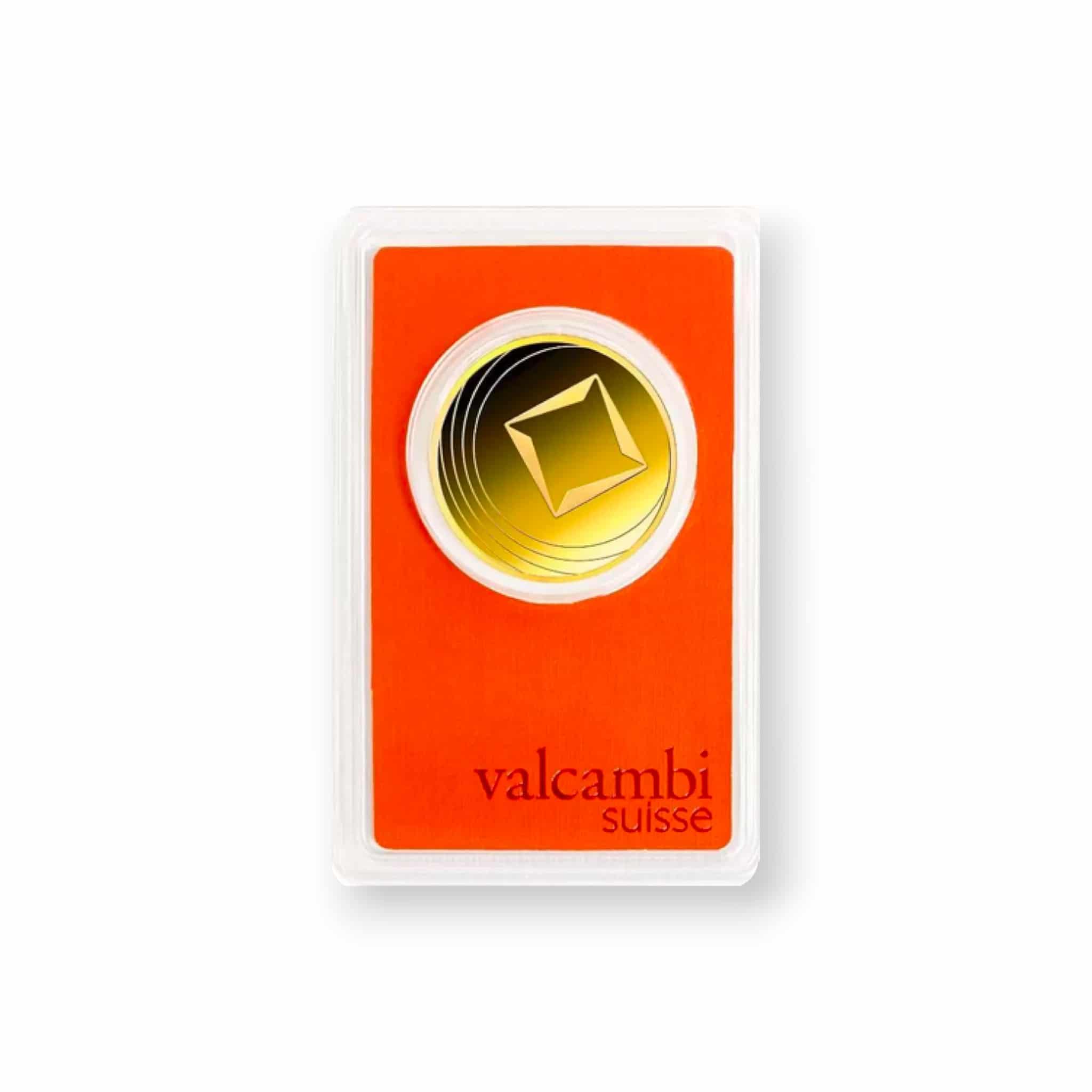Image of 1 oz Valcambi Gold Round Bar .9999 Fine Sealed in Carded Assay