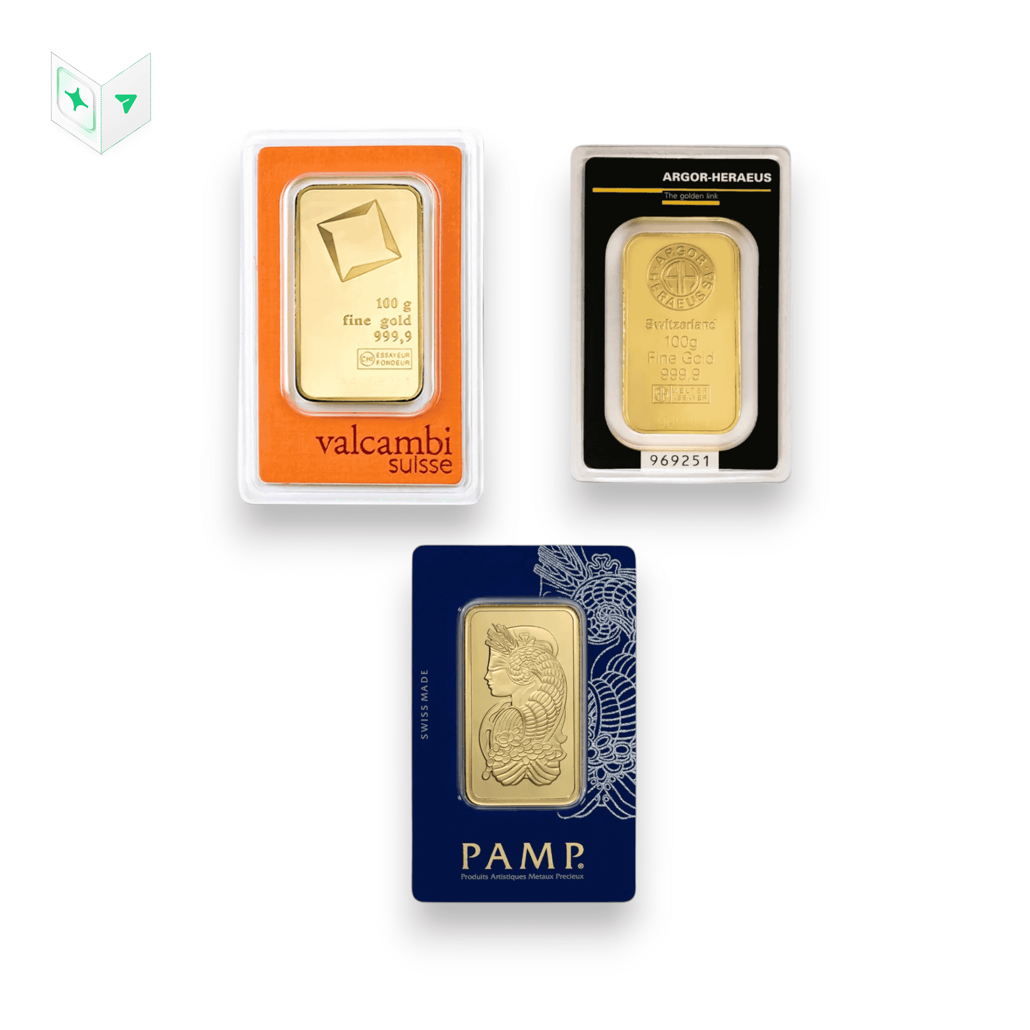 Image of 100 Gram Gold Bar .9999 Fine Accredited Brands (Pure Priority)