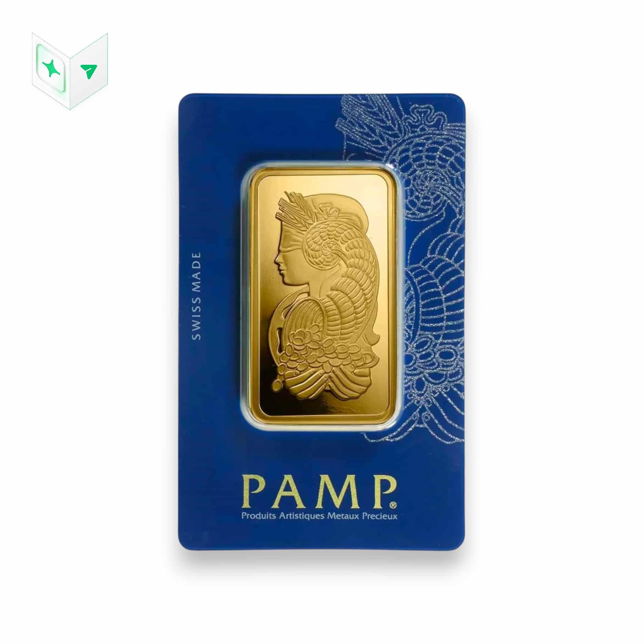 Image of 100 Gram Pamp Lady Fortuna Gold Bar .9999 Fine Sealed in Assay (Pure Priority)