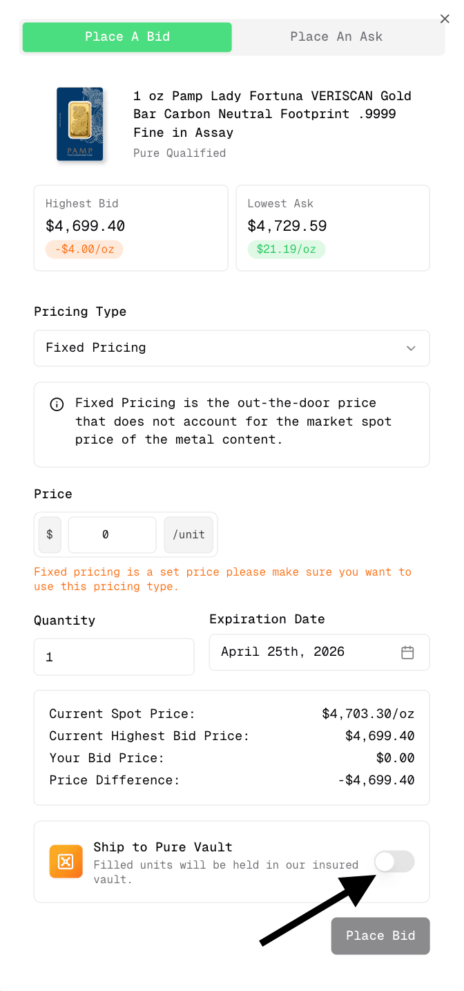 vault bid