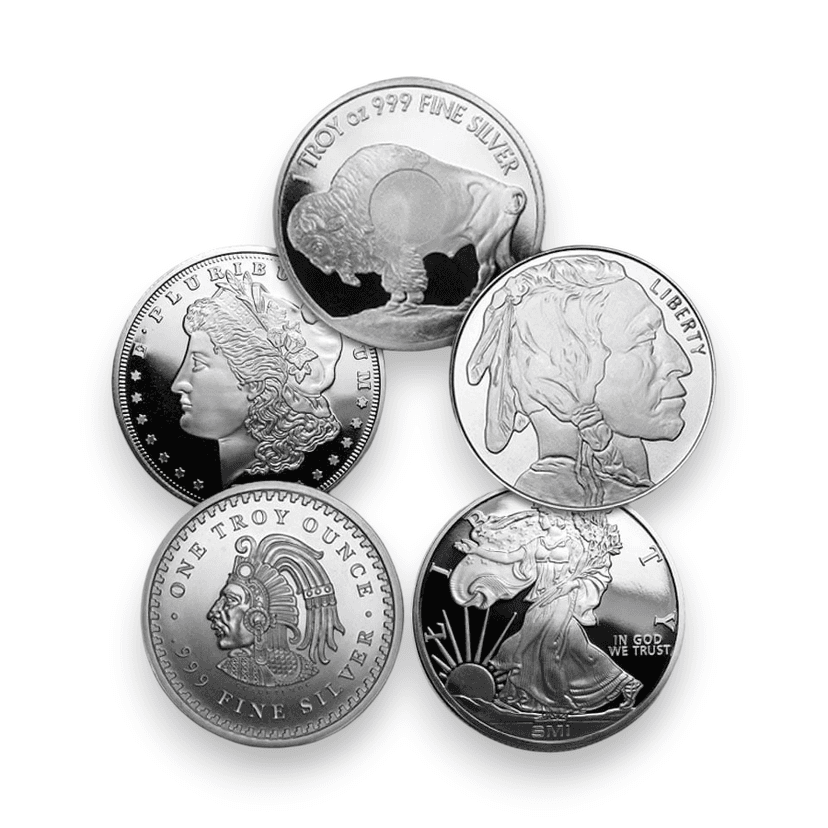 Silver Round Collections Buy 1 oz Silver Round Accredited Brand .999 Fine (Random Design) | PURE